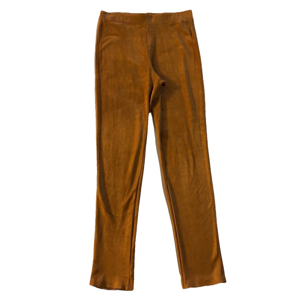 Halston Faux Suede Leggings Camel Brown Soft Stretch Pull On Minimalist Chic S